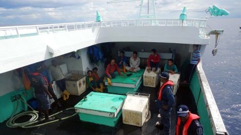 RSIPF Maritime Officers onboard a foreign fishing vessel in Solomon Islands waters (RSIPF photo)
